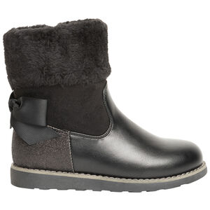 Botines negros juego de texturas aplique purpurina y lazo Main Botines negros juego de texturas aplique purpurina y lazo