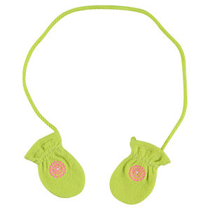 Manoplas micropolares unidas con motivo bordado 