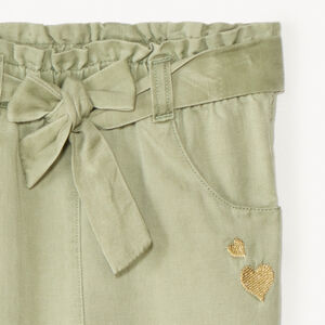 Pantalón bordado de corazones + cinturón para atar niña bebé 