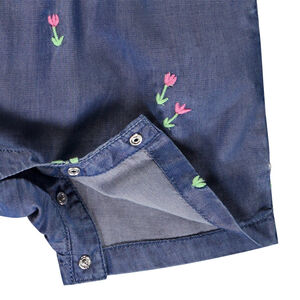 Mono con charlota de tela bordada de flores para bebé niña 