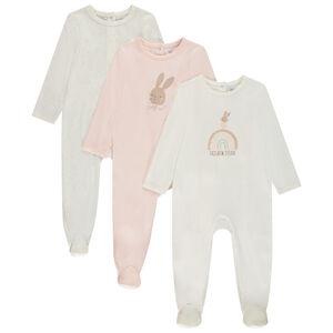 Lote de 3 peleles Lapin para bebé niña con diferentes aperturas según la edad 