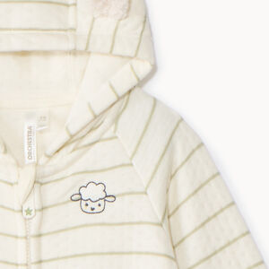 Pelele largo acolchado a rayas para bebé 