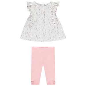 Conjunto de 2 piezas con blusa de encaje inglés para niña. 