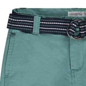 Bermudas de algodón con cinturón de rayas y doble hebilla para niño 