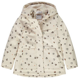 Parka goma repelente al agua con estampado de corazones para niña 