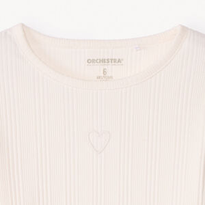 Camiseta de manga larga con corazón bordado para niña 