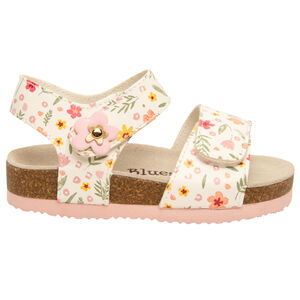 Sandalias blancas con doble velcro y estampado floral para bebé niña 