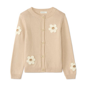Gilet fille en tricot à fleurs en relief 