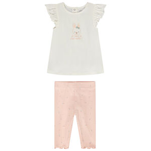 Conjunto 2 piezas túnica estampada + corsario estampado para bebé niña  Main Conjunto 2 piezas túnica estampada + corsario estampado para bebé niña