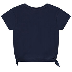 Camiseta de manga corta con tucán en cording y lazos para niña 