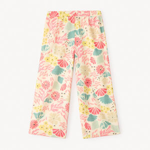 Pantalón fluido de tela con estampado floral para niña 