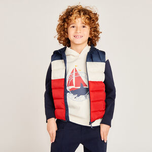 Chaleco acolchado con capucha efecto color block para niño 