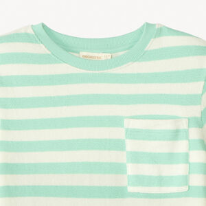 Camiseta de rayas de felpa de manga corta para niño 