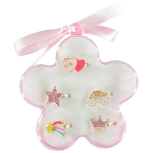 Pack de 5 anillos de fantasía con caja de flores niña 