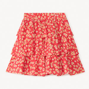 Falda de volante arrugada con estampado de flores para niña 