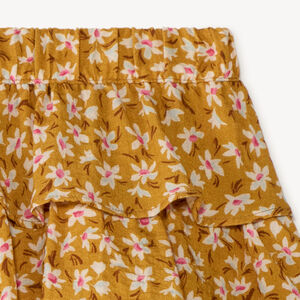 Falda de volante arrugada con estampado floral para niña 