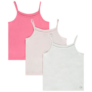 Pack de 3 camisetas sin mangas unicolor para niña 