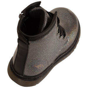 Botines iridiscentes con cordones y cremallera para niña bebé 