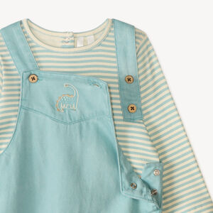 Conjunto de tirantes + camiseta con bordado de dino para bebé niño 