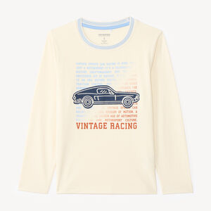 Camiseta de manga larga para niño con coche vintage bordado 