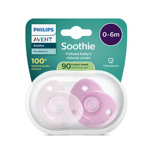 Chupete de silicona 2 uds. 0-6M Soothie rosa 