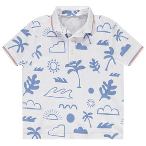 Polo de manga corta estampado isla para niño 