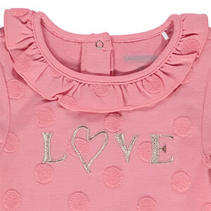 Camiseta de manga larga de jersey con lunares de felpa para bebé niña 