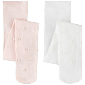 Lot de 2 collants fins avec motif fleuri en relief pour bébé fille 
