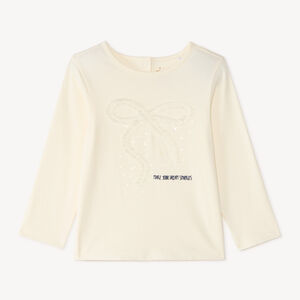 Camiseta de manga larga para niña con diseño de lazo con brillos. 