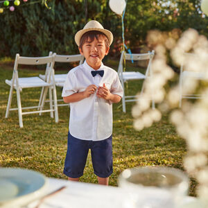 Camisa de ceremonia de manga corta + pajarita para niño 