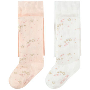 Lot de 2 paires de collants épais imprimé étoiles brillantes pour bébé fille Main Lot de 2 paires de collants épais imprimé étoiles brillantes pour bébé fille
