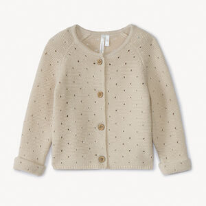 Gilet de punto liso en punto calado efecto ajouré para niña bebé 