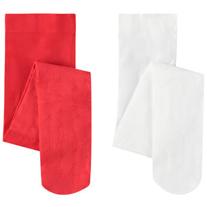 Pack de 2 pares de leotardos finos con cerezas bordadas para bebé niña 