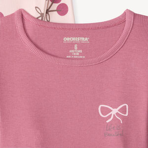 Conjunto de 3 camisetas de manga larga para niña, lisas y estampadas. 