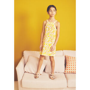 Vestido de tirantes con estampado floral retro niña 