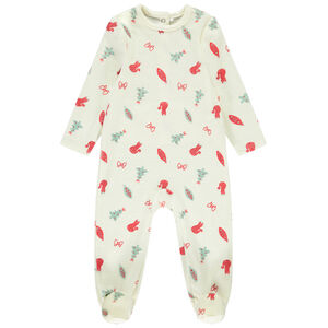 Pelele de terciopelo estampado fantasía sapin para bebé con diferentes aperturas según la edad  Main Pelele de terciopelo estampado fantasía sapin para bebé con diferentes aperturas según la edad