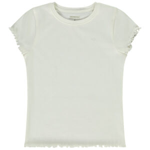 T-shirt manches courtes uni effet côtelé pour fille 