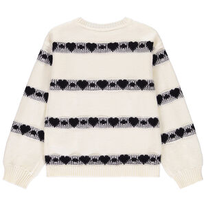 Pull oversize de punto con estampado de corazones niña 
