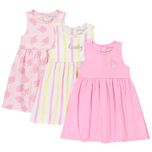 Lote de 3 vestidos sin mangas con estampado fantasía para niña 