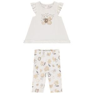 Conjunto de ceremonia con túnica y pantalón impreso para bebé niña 