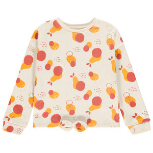 Sudadera de felpa brillante niña con estampado de peras 