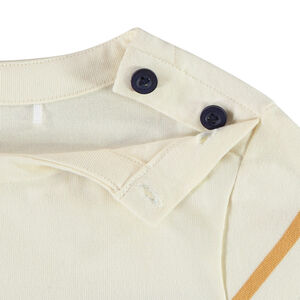 Camiseta de rayas con botones de jersey grueso para niño 