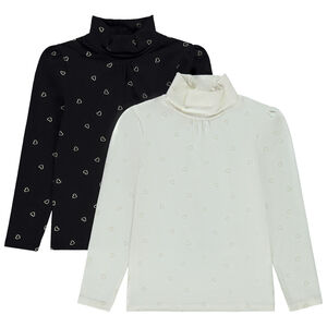 Lote de 2 camisetas interiores con estampado de corazones para niña  Main Lote de 2 camisetas interiores con estampado de corazones para niña