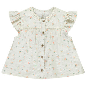 Blusa de bebé niña con volantes y estampado de flores  Main Blusa de bebé niña con volantes y estampado de flores