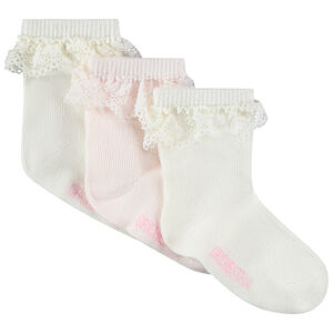 Pack de 3 pares de calcetines con bordado inglés para bebé niña  Main Pack de 3 pares de calcetines con bordado inglés para bebé niña