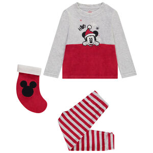 Set pyjama velours Mickey Disney garçon avec chaussette de Noël 