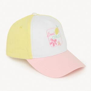 Gorra de sarga con efecto color block y bordado de limón para niña. 