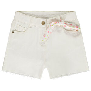 Bermudas de denim con pañuelo floral para niña 