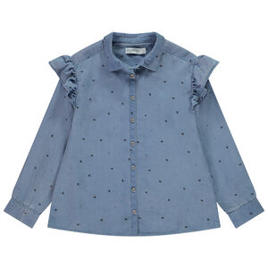 Camisa de manga larga con estampado de corazones para niña 