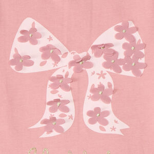 Camiseta de manga corta para bebé niña con estampado en relieve fantasía. 